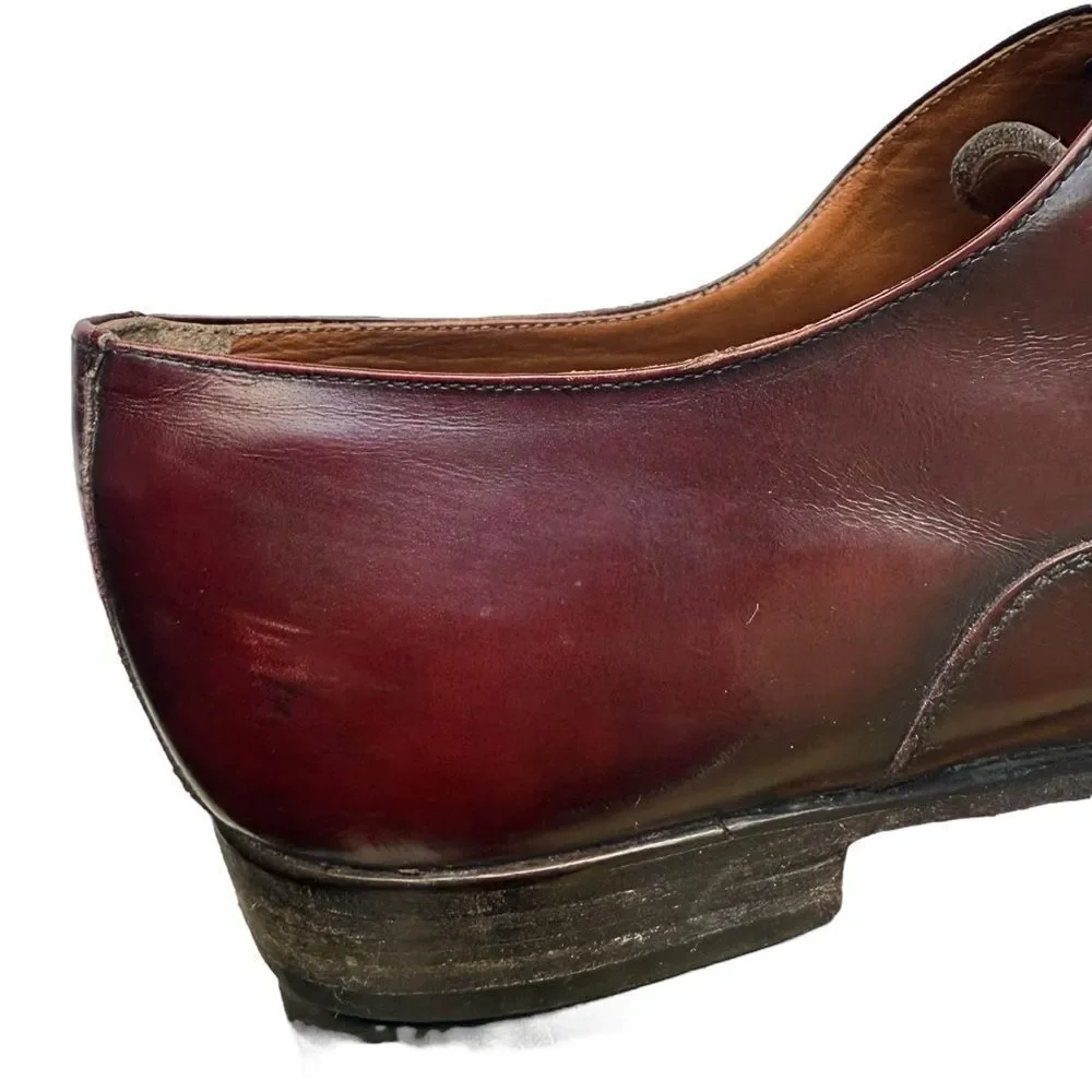 Leather Cap Toe Lace Up Oxford Dress Shoe Men’s Size 10 D Bordeaux Made in Italy
